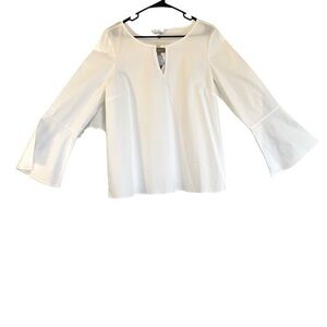 Ellen Tracy Bell Sleeve Women’s Work Top E White | Size Large